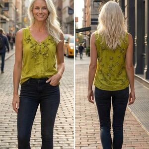Talbots Silk/Cotton Sleeveless Blouse Chartreuse